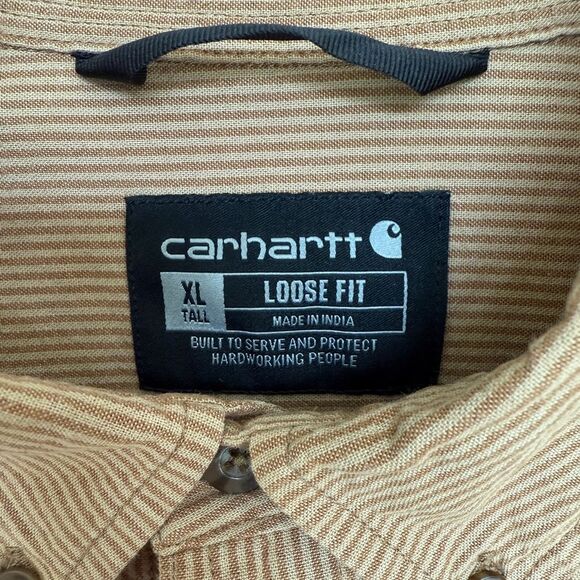 Carhartt Men’s Brown Striped XL Tall Shirt Button Front. - Picture 3 of 8